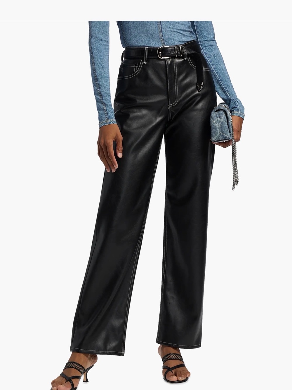 rag & bone Shea Faux Leather Straight-Leg Pants Size 26 or Size 2-4 NWT